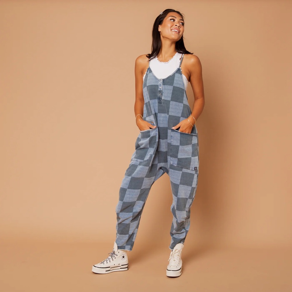 RAGS Apparel Blue Denim Check Romper